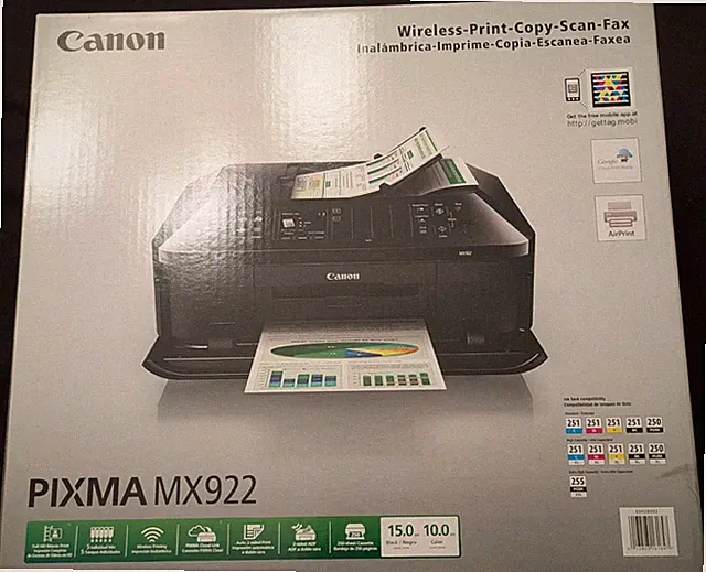 Canon PIXMA MX922 Wireless Office All-in-One Printer - 9600 dpi Color - Open Box