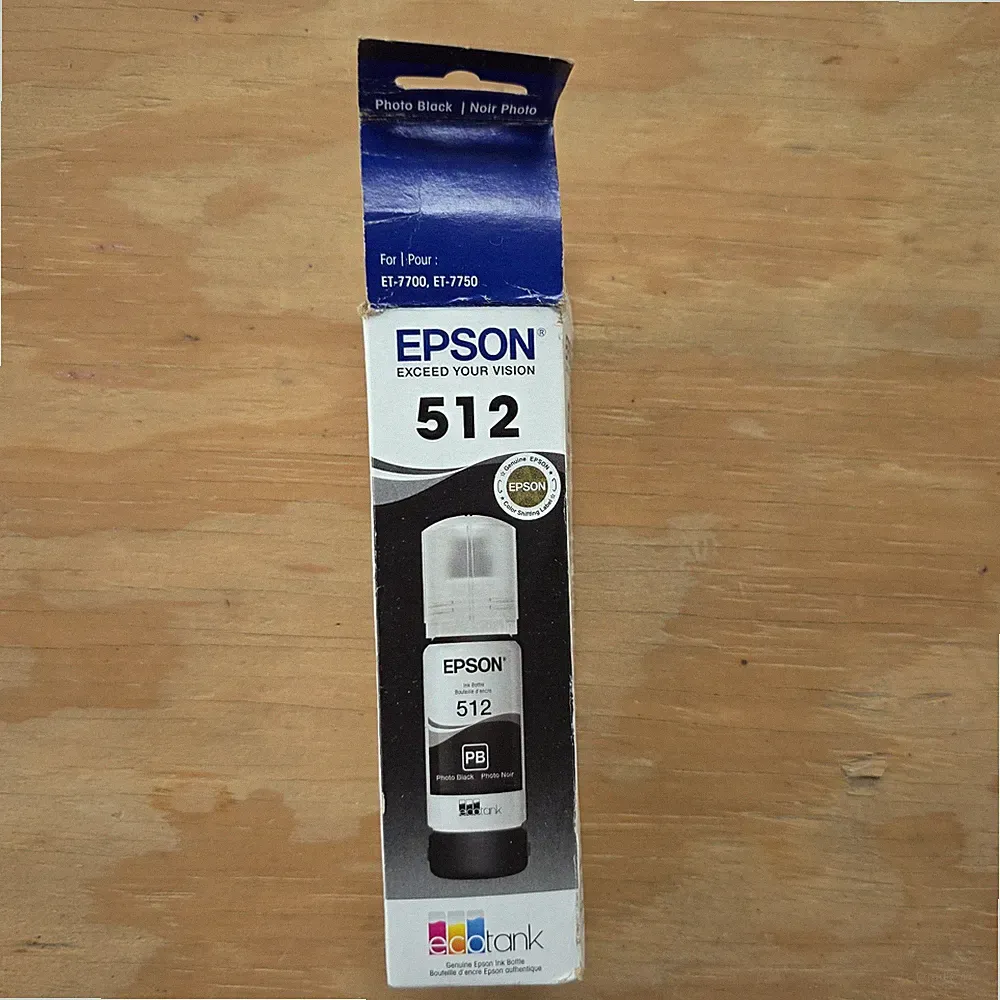 Epson 512 Photo Black Ink Bottle 70ml Exp. 03/2027 Ecotank Genuine - NEW/SEALED