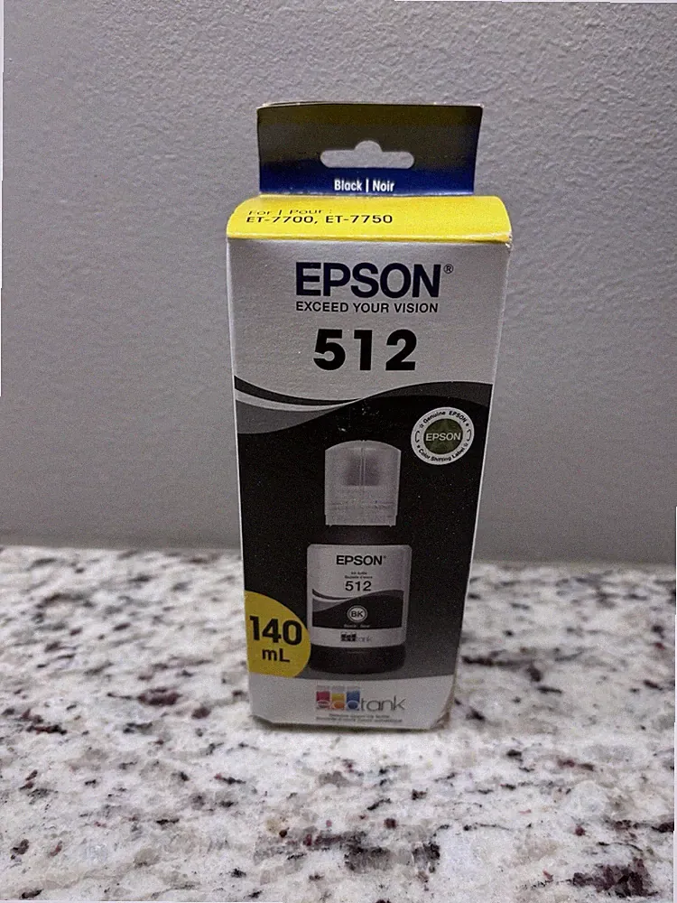 Epson 512 Photo Black Ink Bottle Replacement for ET-7700 ET-7750 140mL Exp 06/26