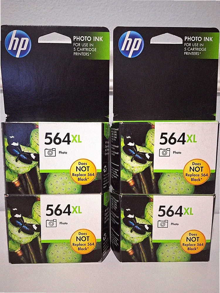 Genuine HP 564XL Photo Black Ink Cartridge CB322WN Exp 2014 - Lot of 4 - NEW