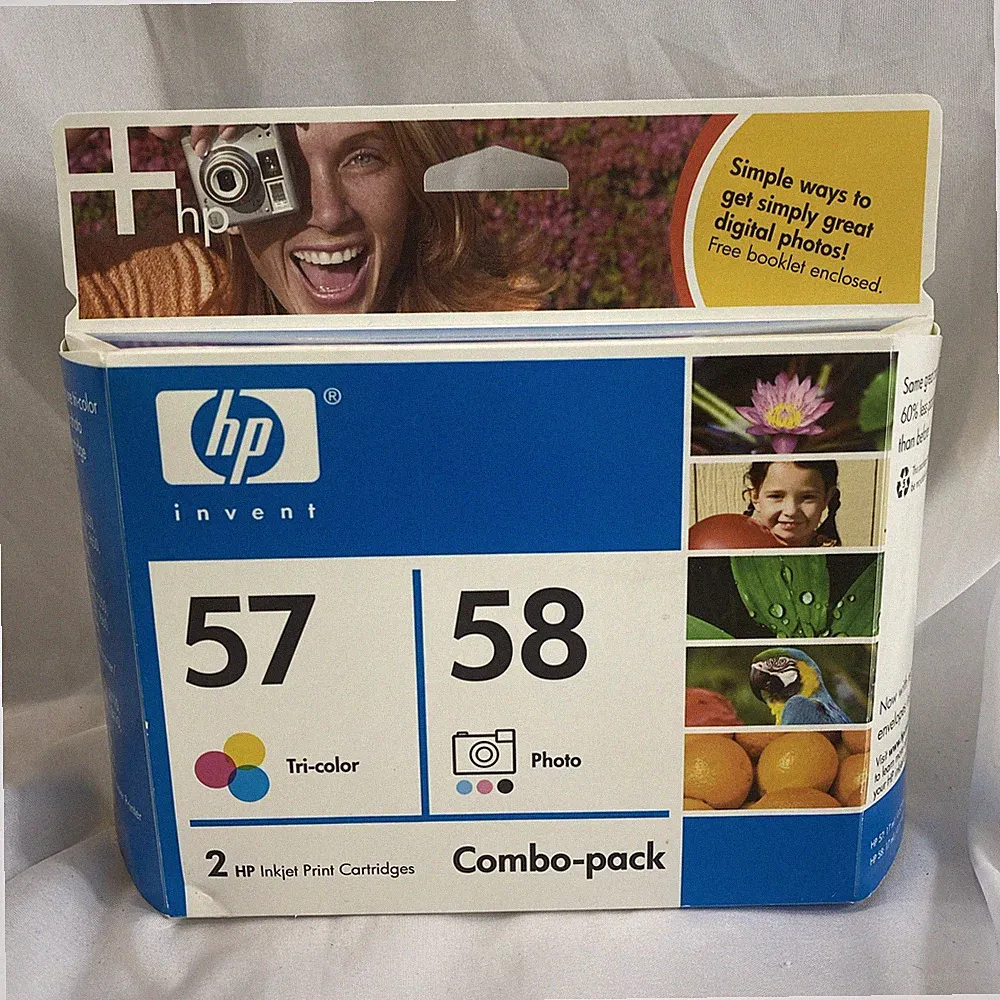 Genuine HP Hewlett Packard Inkjet Printer Ink 57 Tri-color & Photo Combo Pack