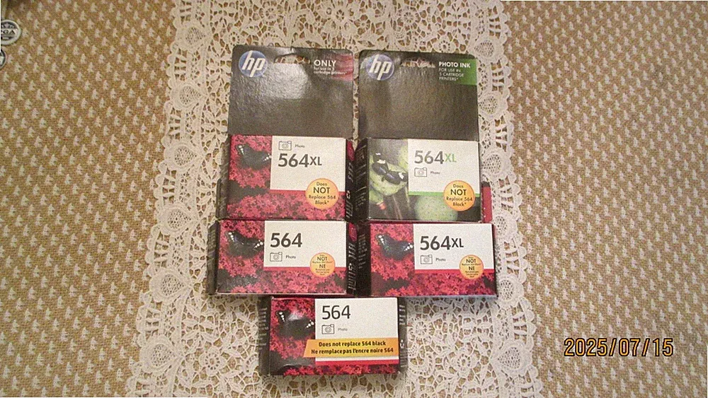 NIB Lot Of 5 GENUINE HP 564 XL & Reg. Photo Black Ink Cartridge For HP