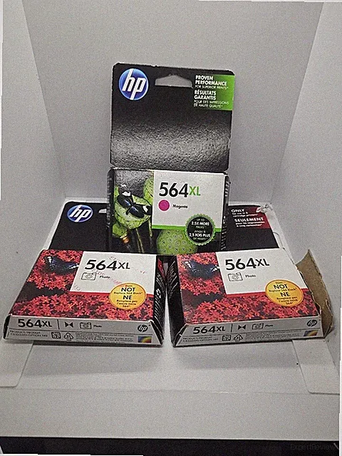 SEALED GENUINE OEM HP 564XL Magenta and Photo Printer Ink Cartridges Lot of 3