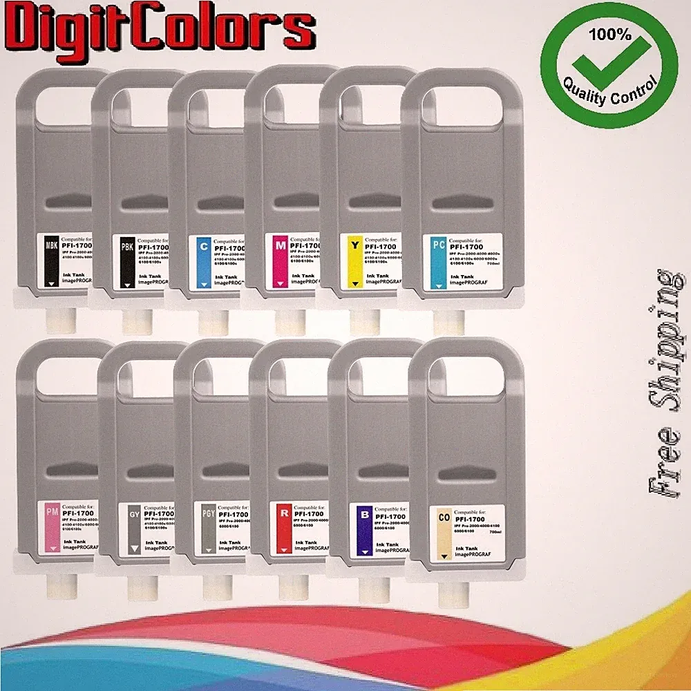 Set of 12 PFI-1700 Ink Tank for Canon iPF Pro 2000 4000 4100 6000 PFI1700